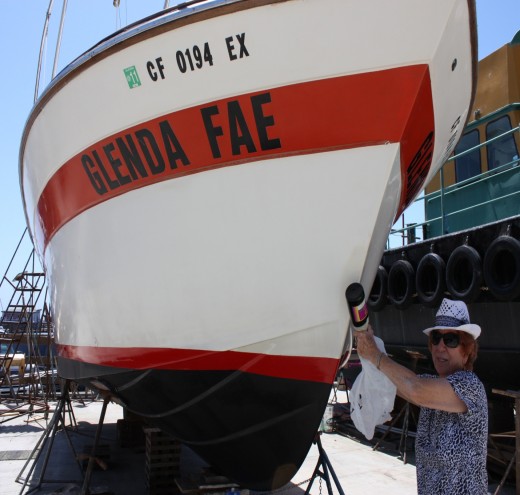 "Glenda Fae" - My mother with cabin cruiser