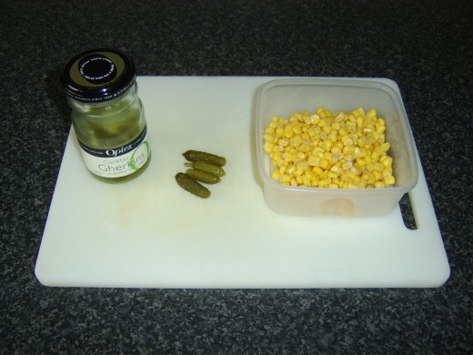 Sweetcorn and miniature pickled gherkins will be added to the potato salad
