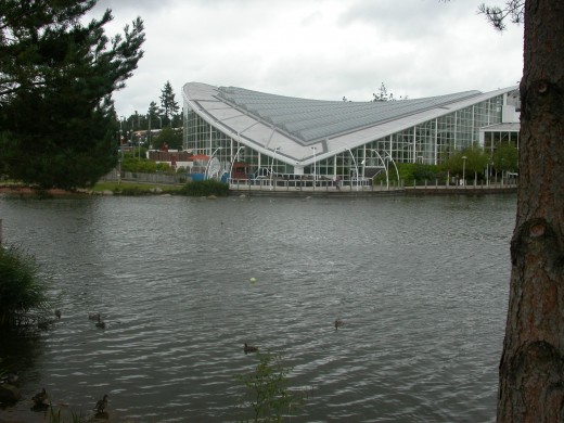 A view of the village from across the lake.