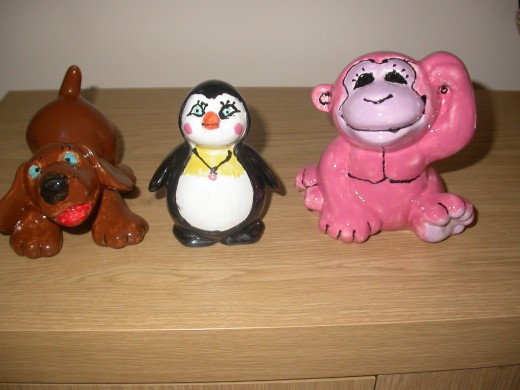 Lyndsey's little assortment of hand painted pottery. Guess what her favourite activity was?