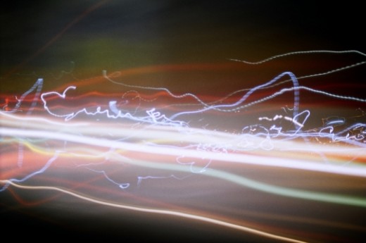 A long shutter shot I took before in Film showing different lights forming patterns and waves