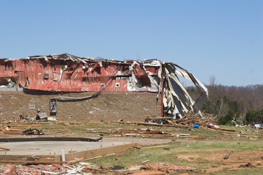 Wreckage after a natural disaster