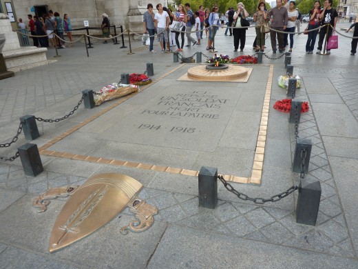 The grave of the Unknown Soldier, beneath the Arc de Triomphe