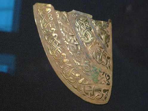 This file is licensed under the Creative Commons Attribution 2.0 Generic license. See: http://en.wikipedia.org/wiki/File:Fragments_from_a_helmet_%28Staffordshire_Hoard%29.jpg