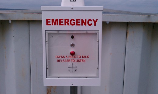 closeup of an emergency call box