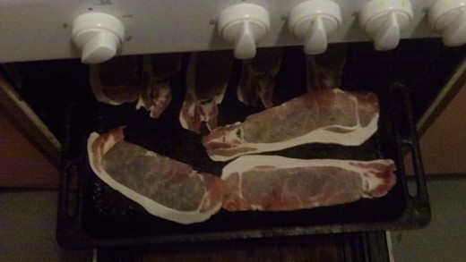Place bacon at the top of the oven or your grill compartment.