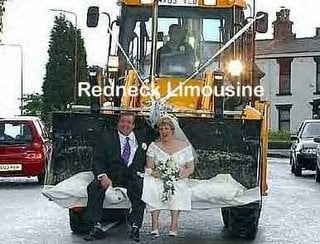 SOME SOUTHERN COUPLES WANT TO TIE THE KNOT IN AN unconventional WAY SUCH AS THIS COUPLE RIDING IN THE BUCKET OF A SKIP LOADER.