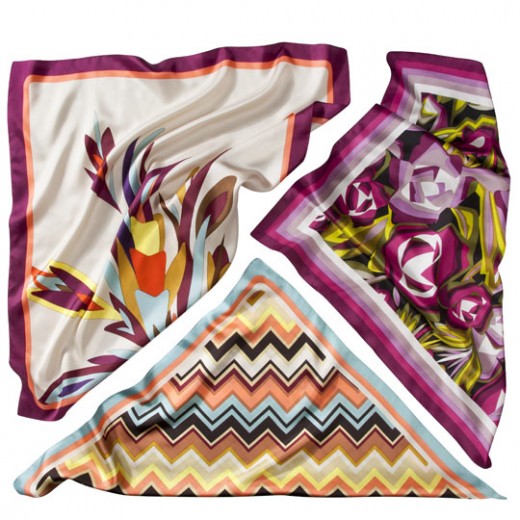 "Missoni" Scarves sold in accessories department.
