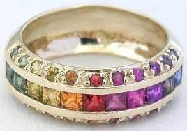 This is my wedding ring!!! (Princess & round-cut rainbow sapphire)