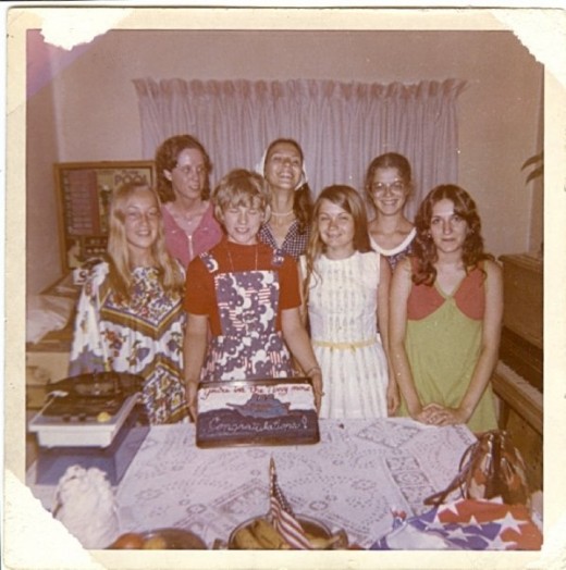 Jill joined the navy and we were there to send her off. Left to right: Nelda,unknown, Jill, Dalia Sandy,Johanna, and I.