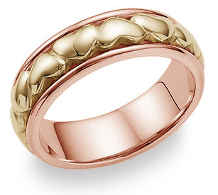 Yellow and rose gold heart band