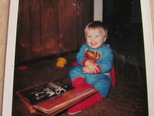"Superman" Dave reading his Halloween book! '85