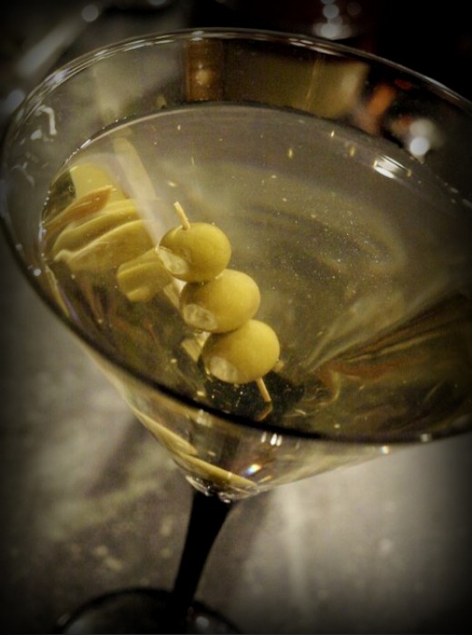 Dirty Martini with Garlic Cheese Stuffed Olives