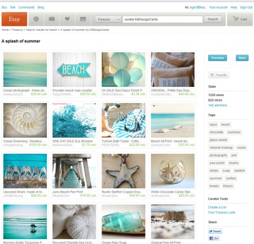A closer look at someone's treasury that I liked under the search term 'beach'