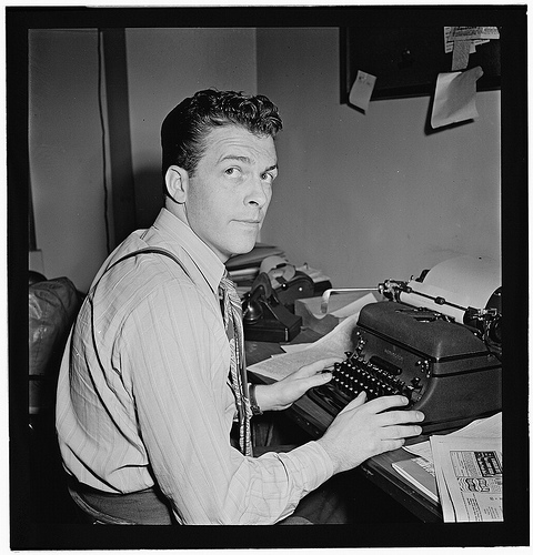Portrait of Eddie Ronan, Down Beat office, New York, N.Y., ca. March 1947 by William P. Gottlieb