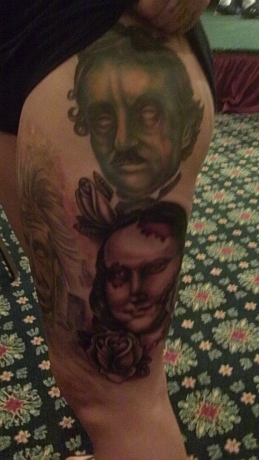 Al at Family First Tattoo added a new face to Ali Wick's ongoing piece called "Historical Zombies."