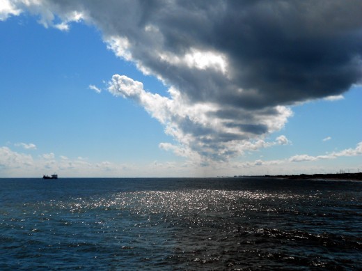 Pier is on horizon about 1/3 from right margin. Picture here because I like it.