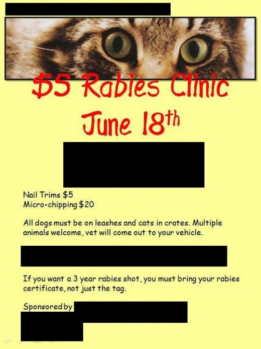 A quaterly rabies clinic that definitely allowed me to do rescue on a affordable basis!
