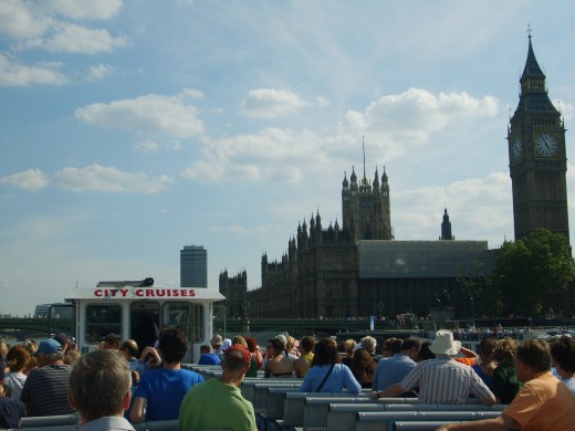Parliament and Big Ben from the cruise tour on the Thames River.