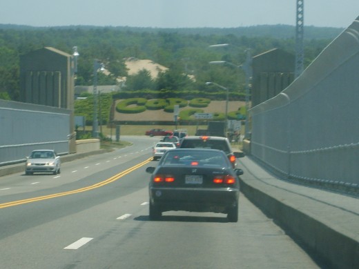 Just getting off the bridge into Cape Cod