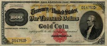 This is the 1882 $1,000 Gold Certificate.