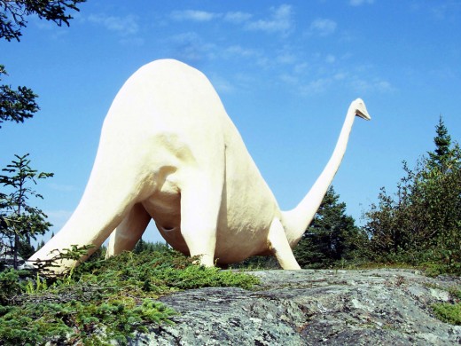 This fabricated dinosaur can be found along the northern edge of the St. Lawrence