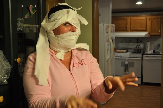 Be aware of what game you are playing... it can be filled with many laughs and memories. Here is my 30 second costume I had to come up with while playing Quelf.