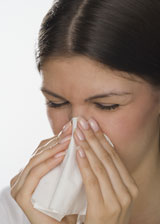 Seasonal allergy nose blowing