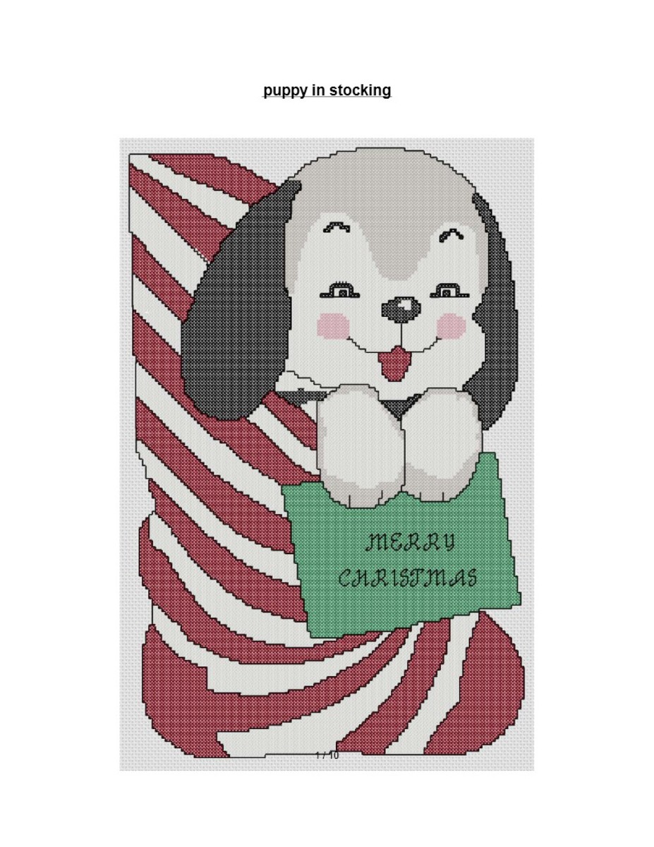 free Christmas cross stitch pattern Puppy in Stocking