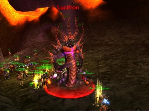 Good view of Lucifron, first boss of the Molten Core, the first raid instance of WoW