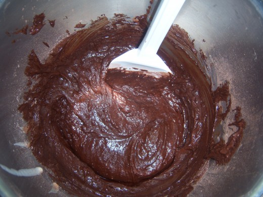 10. The mixture will become muddy and thick, like this, Take care not to over combine, just enough is good.