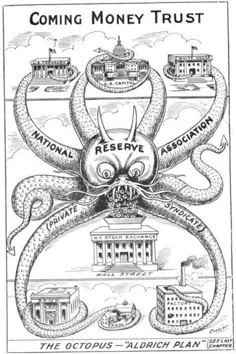 This is a political ad from 1912...During a time when the Federal Reserve was being discussed but BEFORE the FEDERAL RESERVE was created. I think they pretty much nailed it on the head