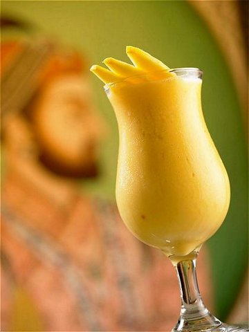 Make your own fresh home made mango lassi drink!