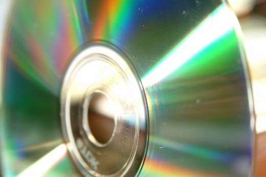 SIlver CD with bright reflections