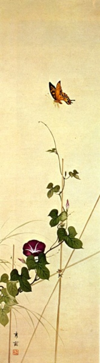 Ikegami Shuho (1874-1944) tarafndan kelebek boyama ).