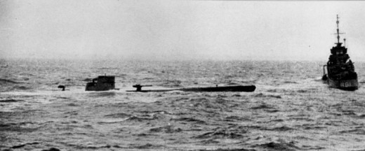The HMS Bulldog (right) capturing a German U-Boat in 1941. The HMS Bulldog (right) capturing a German U-Boat in 1941.