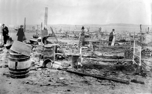 Ruins of the Ludlow Colony in the direct aftermath of the massacre