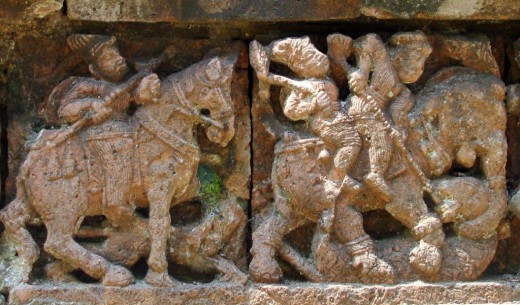 Terracotta of Raj Rajeswari temple :Hunting scene