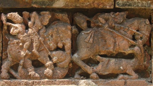 Terracotta of Raj Rajeswari temple :Hunting scene