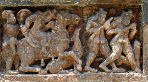 Terracotta of Raj Rajeswari temple :Hunting scene
