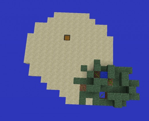 A minecraft island, floating in the void...