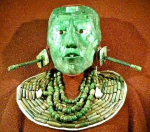 Jadeite mask of the Mayan King Pacal Votan of Palenque