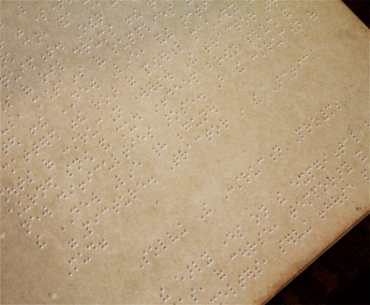 One of Helen's many Braille books on display. ©MBG