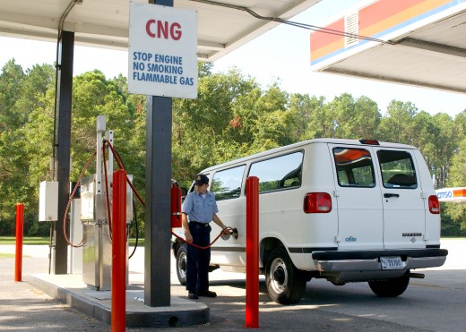 A government vehicle using compressed natural gas (CNG). Natural gas is environmentally friendly and more cost efficient than gasoline. 