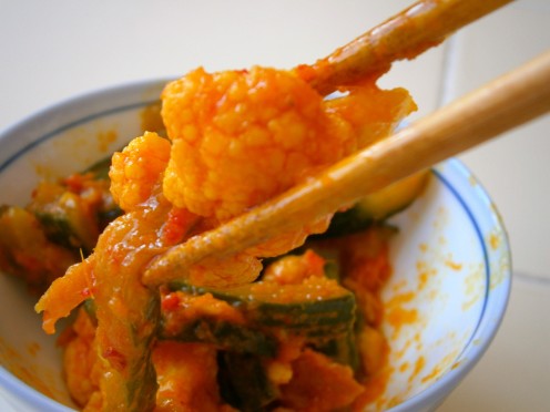Spicy, tangy, sweet, sour, flavorful--this Nonya-inspiired acar has all the flavors to tease the palate....to no end.