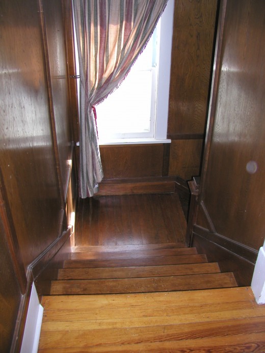 Looking down to first grand stairway landing