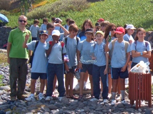 Some of the British School Tenerife pupils with Richard one of their teachers