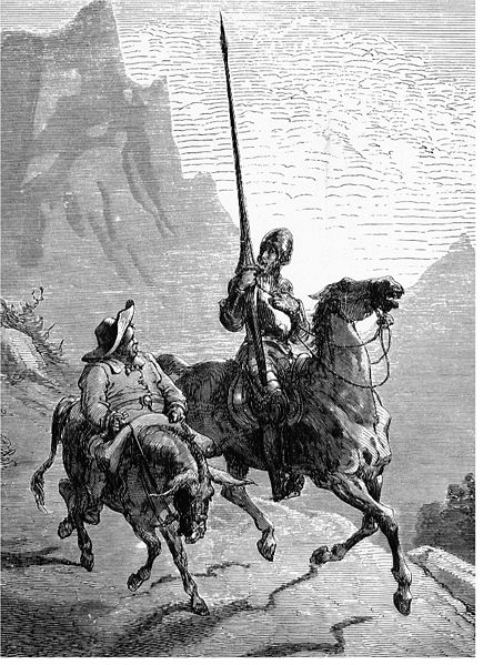 Characters from the famous Spanish novel, Don Quijote, by Miguel Cervantes. Don Quijote is way more fun to read in Spanish!