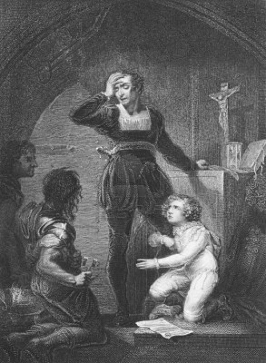 Prince Arthur pleading with his captors to be spared mutilation.
