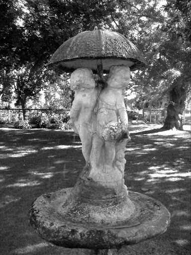Black and white effect on the water fountain.  Shinn Park in Fremont California.